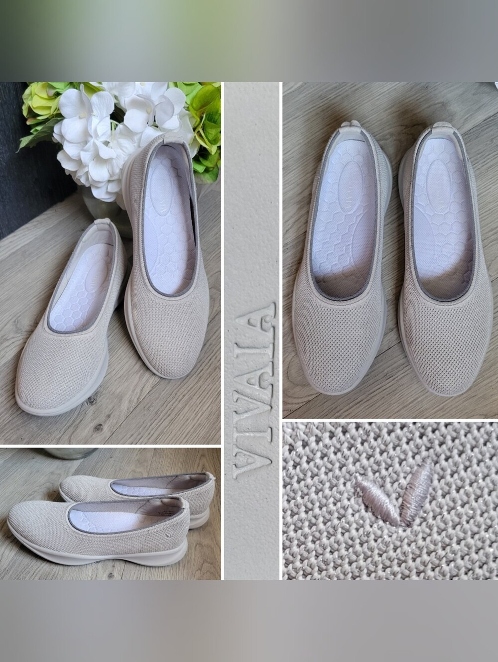Vivaia Walker Pro Hybrid Ballet Flats Izabel Gray Metallic Diamond, US 7 EU 37.5